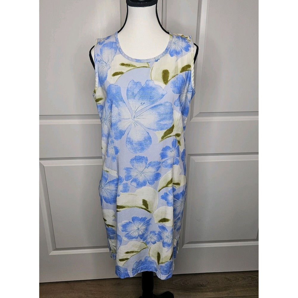 Columbia GRT Womens‎ Sleeveless Dress Floral Size Medium Blue Hibiscus